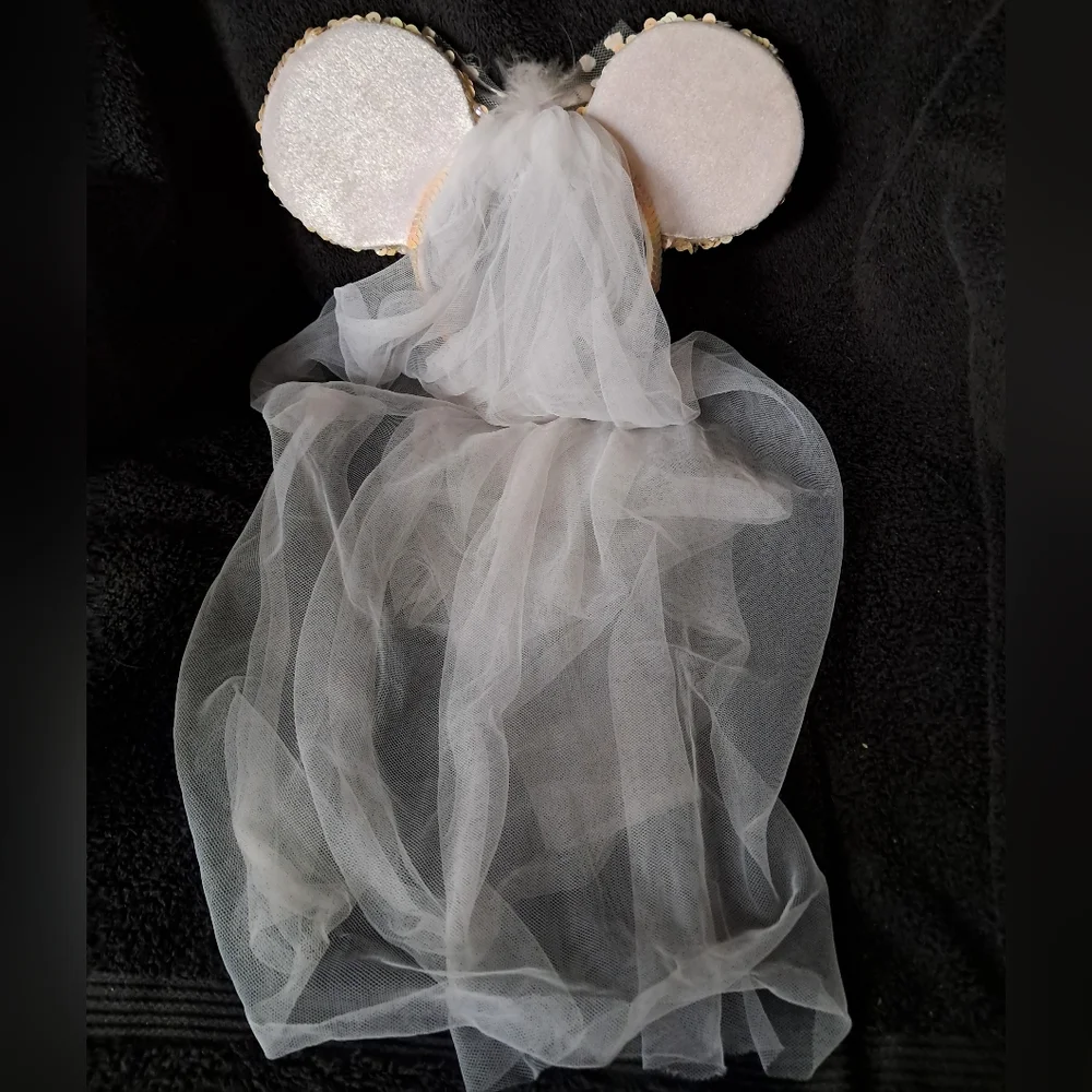 Disney Parks Iridescent Bride Minnie Ears